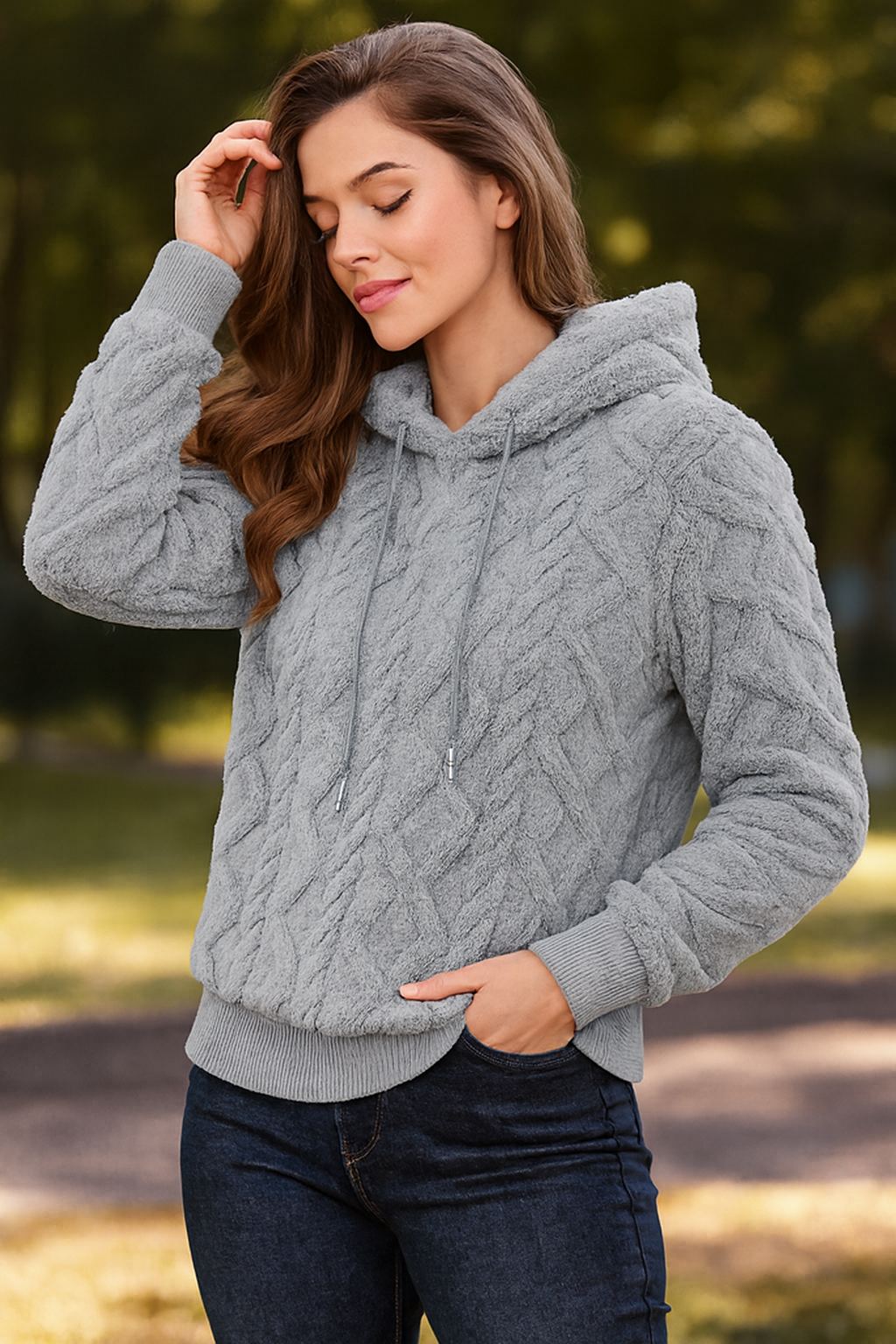 Patterned Fleece Hoodie