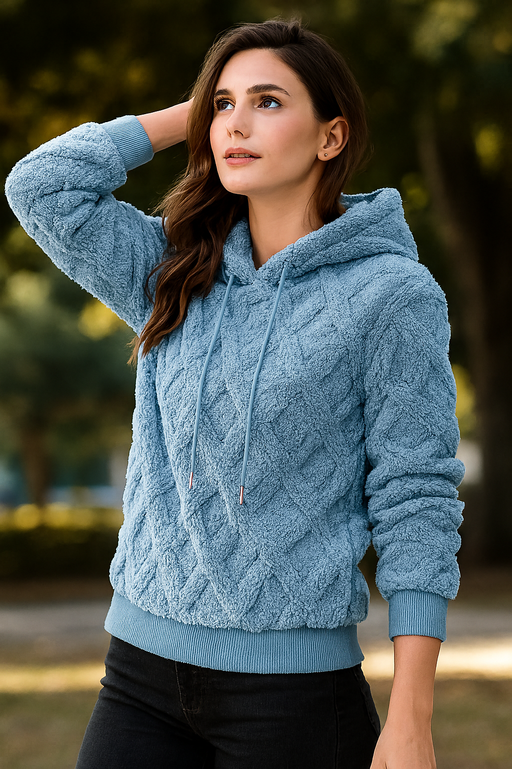 Patterned Fleece Hoodie