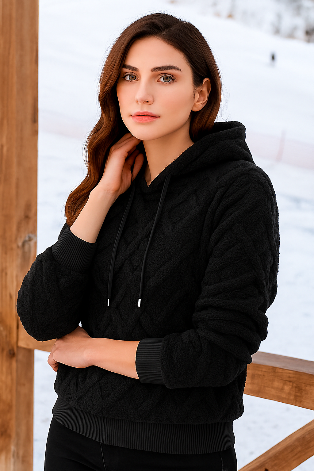 Patterned Fleece Hoodie