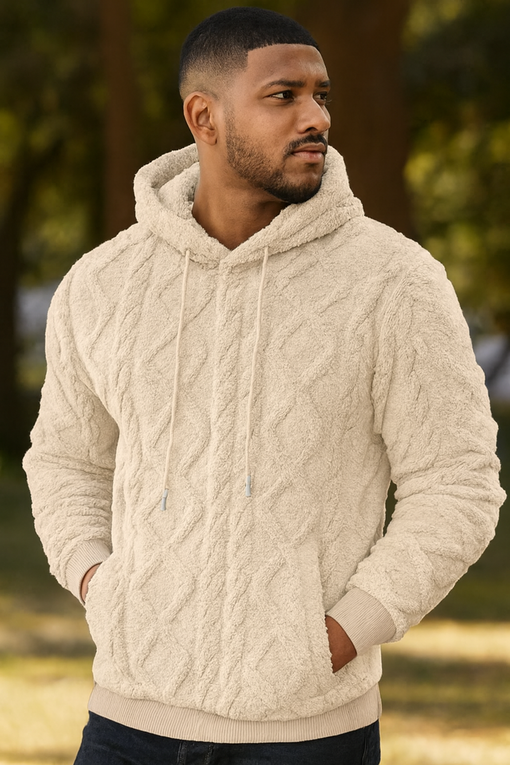 Patterned Fleece Hoodie